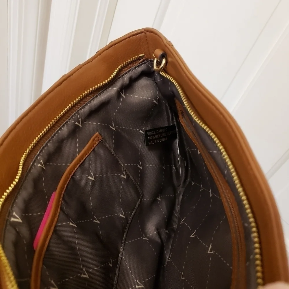 NWOT Vince Camuto Mocha Bisque In Color Leather Large Clutch/Crossbody, …